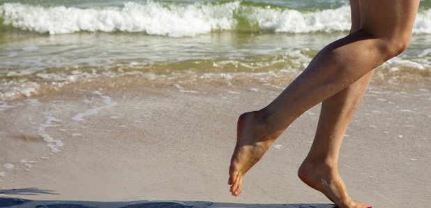 Woman running on the beach