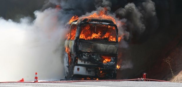 Bus on fire
